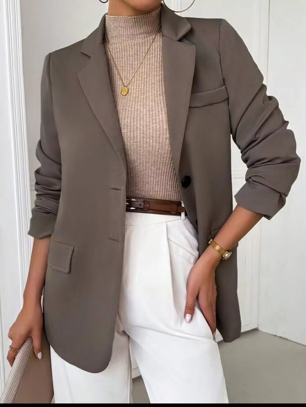 Taupe Women’s Relaxed Blazer Jacket